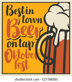 vector banner with glass and inscription beer on tap
