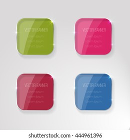 Vector banner with a glass surface for your business titles. Mobile devices apps icons background set. Vector illustration. 