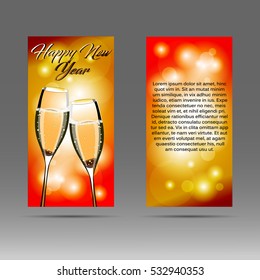 Vector banner with glasses of champagne