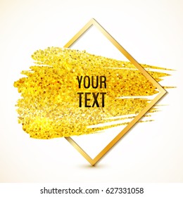 Vector banner with golden frame and stoke of golden paint with place for your text or image.