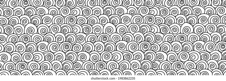 Vector banner in grayscale, swirl pattern, pencil drawing