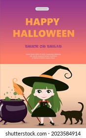 Vector banner for Halloween Cartoon template design for ad, sales, party invitations