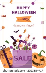 Vector banner for Halloween Cartoon template design for ad, sales, party invitations