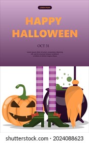Vector banner for Halloween Cartoon template design for ad, sales, party invitations