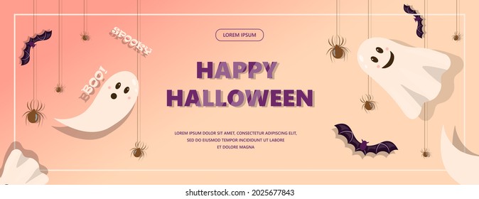 Vector banner for Halloween Cartoon template design for ad, sales, party invitations