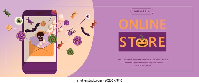 Vector banner for Halloween Cartoon template design for ad, sales, party invitations