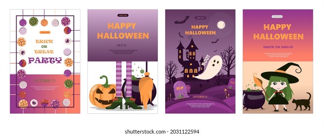 Vector banner for Halloween Cartoon template design for ad, sales, party invitations
