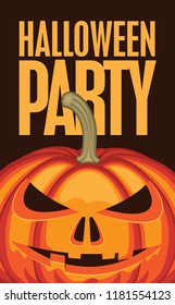 Vector banner for Halloween party with pumpkins head. Scary flyer or invitation template for Halloween