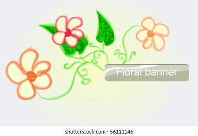 Vector banner with hand drawn flowers.