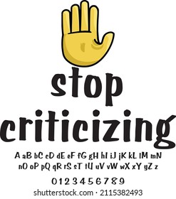 vector banner hand stop icon illustration alphabet typography lettering fashion slogan