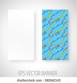 Vector banner with handmade style colorful cutlery decoration