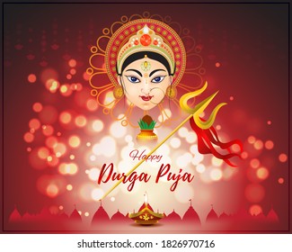 Vector Banner Happy Durga Puja Indian Stock Vector (Royalty Free ...