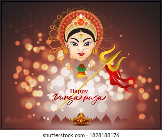 Illustration Goddess Durga Maa Golden Noise Stock Vector (Royalty Free ...