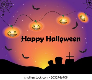 Vector banner Happy Halloween. Illustration happy halloween. Banner for advertising. Autumn sale.