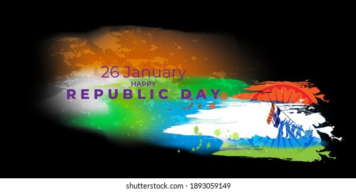 Vektorbanner der Happy Republik Tag, 26 Januar, Nationalfeiertag von Indien, abstrakte indische Flagge, ashoka chakra, Soldaten, Fahnenhaus , Vorlage für Website und soziale Medien.