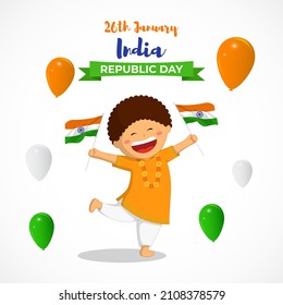 Vector banner of Happy Republic day, 26 january,