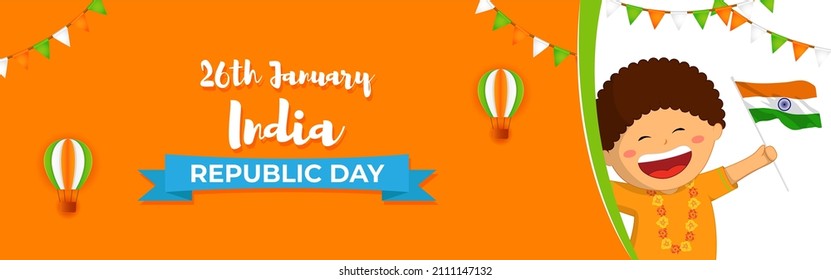 Vector banner of Happy Republic day, 26 january,