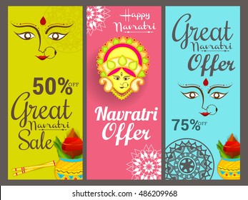 Vector banner or header of Navratri celebration background,grand discount offers.