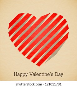 Vector banner with heart made from origami paper ribbon.