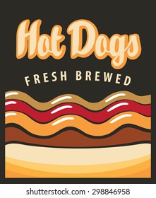 vector banner with hot dog in retro style