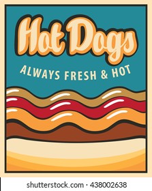 vector banner with hot dog in retro style