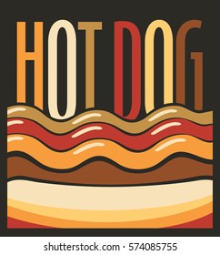 vector banner with hot dog in retro style