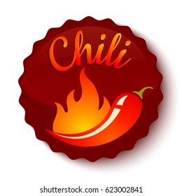 Vector banner of a hot jalapeno or chili peppers in fire. Spicy foods.
