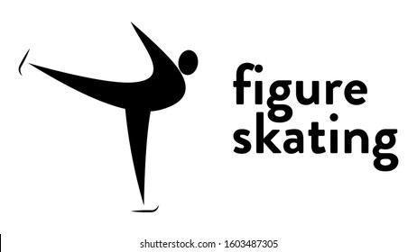 Vector Banner With An Icon Of A Figure Skater Gliding In An Ice Rink With Text Headline. Modern Flat Figure Skating Sport Icon, Pictogram