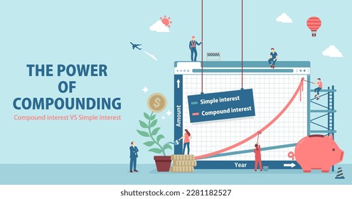 Ilustración de la pancarta vectorial con el motivo del efecto del interés compuesto