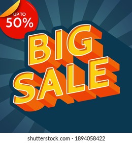 Vector Banner Illustration Sign of Big Sale Discount Template Up to 50 %.eps