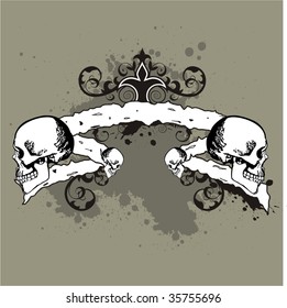 Vector banner illustration with skulls