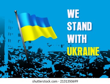 Vector banner illustration supporting Ukraine for the war that took place there