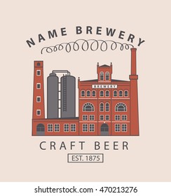 vector banner with the image of the brewery building in retro style