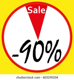 vector banner image ninety percent discount on a yellow background