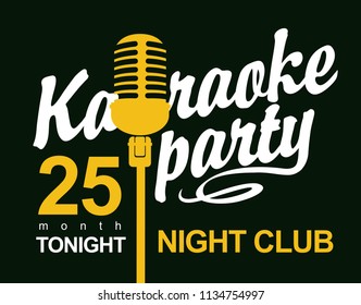 vector banner for inscription karaoke party and microphone