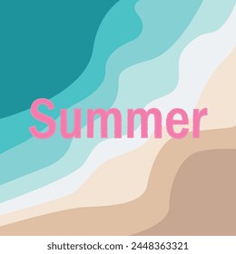 Vector banner with the inscription Summer. A poster with a sandy beach and an ocean.