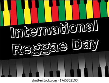 Vektorbanner für den Internationalen Reggae-Tag, der jährlich im Juli gefeiert wird, um die Bedeutung dieser musikalischen Bewegung zu unterstreichen. Vektor EPS10.