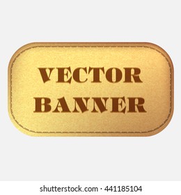 vector banner. Leather textured label for promotion.