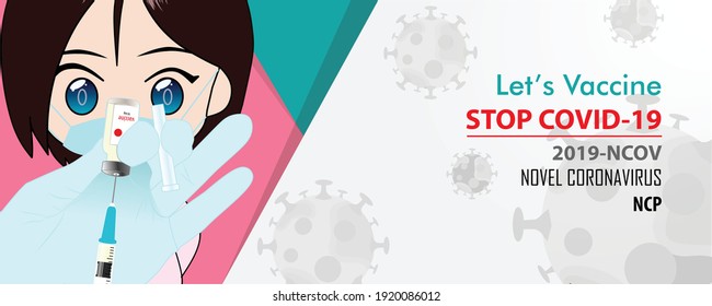 Vector banner Let's Vaccine and stop Coronavirus