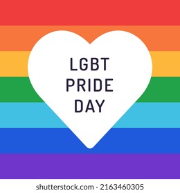 Vector banner with LGBTQ symbols. Social media posts, stories, LGBT rainbow flag poster template, heart. Background for the celebration of pride month. Pride Day.