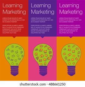 Vector banner with light bulb of idea. Vertical banner for education online courses. Colorful banner with ballon talk for marketing of idea. Tip and hint for brain. Vertical banner for Hackathon event