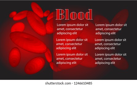 Vector banner, a liquid in the body, contains water, blood platelets, red blood cells. White blood cells