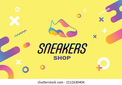 vector banner with logo for sneakers shop