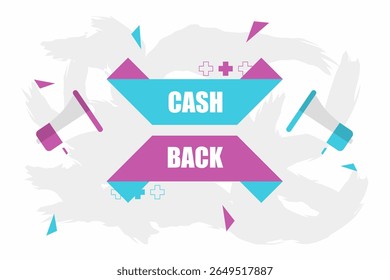 Vektorbanner. Megaphon mit Cash-Back-Sprechblase. Lautsprecher. Banner für Business, Marketing. Vektorgrafik des Bannerdesigns.