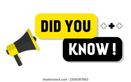 Vector banner. Megaphone with did you know speech bubble. Loudspeaker. Banner for business  marketing. Banner design vector illustration.