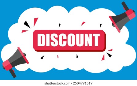 Vector banner. Megaphone with discount speech bubble. Loudspeaker. Banner for business  marketing. Banner design vector illustration.