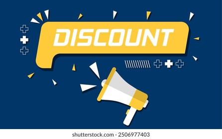 Vector banner. Megaphone with discount speech bubble. Loudspeaker. Banner for business  marketing. Banner design vector illustration.