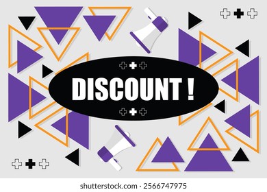 Vector banner. Megaphone with discount speech bubble. Loudspeaker. Banner for business, marketing. Banner design vector illustration.