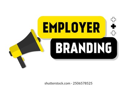 Vector banner. Megaphone with employer branding speech bubble. Loudspeaker. Banner for business  marketing. Banner design vector illustration.