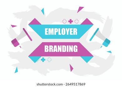 Vector banner. Megaphone with employer branding speech bubble. Loudspeaker. Banner for business, marketing. Banner design vector illustration.